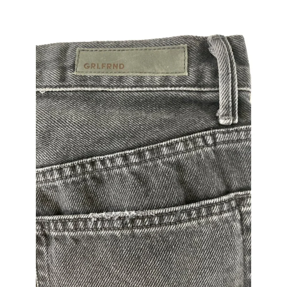 GRLFRND Karolina Black High Rise‎ Straight Ripped Jeans Wild Thing 25 $195